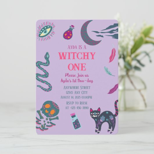 Witchy Un Halloween Invitation Anniversaire (Debout devant)