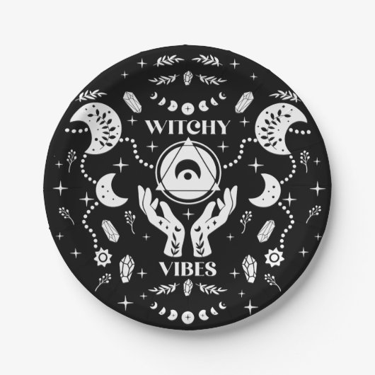 Witchy Vibes Halloween Papier Borden Papieren Bordje (Voorkant)