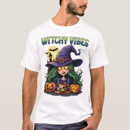 Witchy Vibes met pompoenen en drank T-shirt