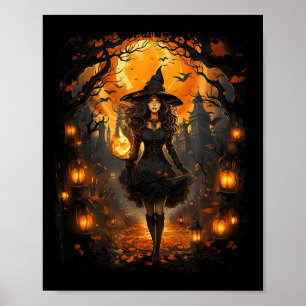 Witchy Vrouw Meisje Halloween Kostuum Witchcraft W Poster