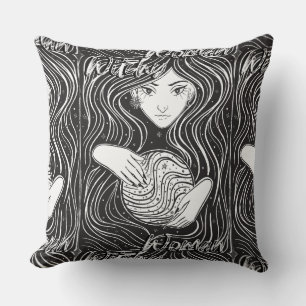 Witchy Woman Artistic Zwart-wit Sierkussen