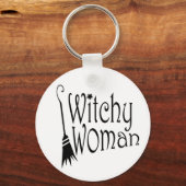 Witchy Woman Halloween Broom Sleutelhanger (Voorkant)