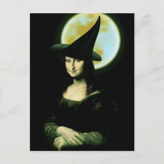 Witchy Woman Mona Lisa Halloween Briefkaart (Voorkant)