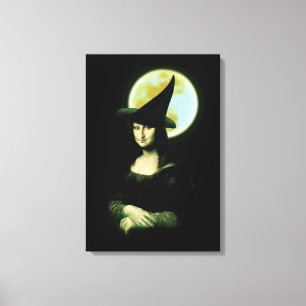 Witchy Woman Mona Lisa Halloween Canvas Afdruk