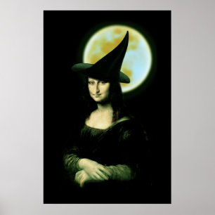 Witchy Woman Mona Lisa Halloween Poster
