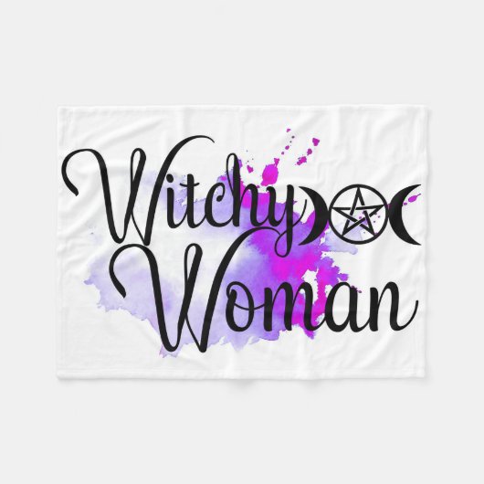 Witchy Woman Waterverf Fleece Deken (Voorkant (Horizontaal))