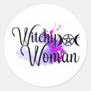 Witchy Woman Waterverf Ronde Sticker