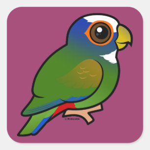 Witgekroonde papegaai vierkante sticker