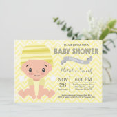 Witgele baby shower uitnodiging (Staand voorkant)