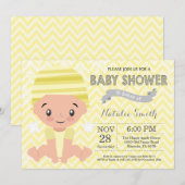 Witgele baby shower uitnodiging (Voorkant / Achterkant)