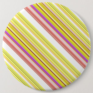 Witgele strepen ronde button 6,0 cm