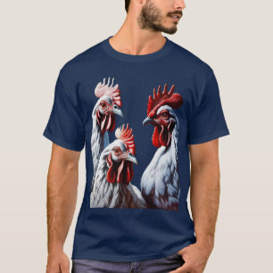 Witgevederde Drie-Franse-Hennen T-shirt