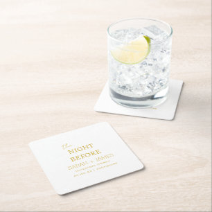 Witgoud de avond voor repetitie diner feest vierkante kartonnen onderzetter