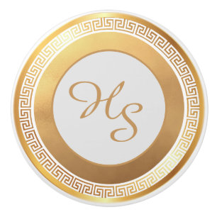 Witgoud gepersonaliseerd monogram keramische knop