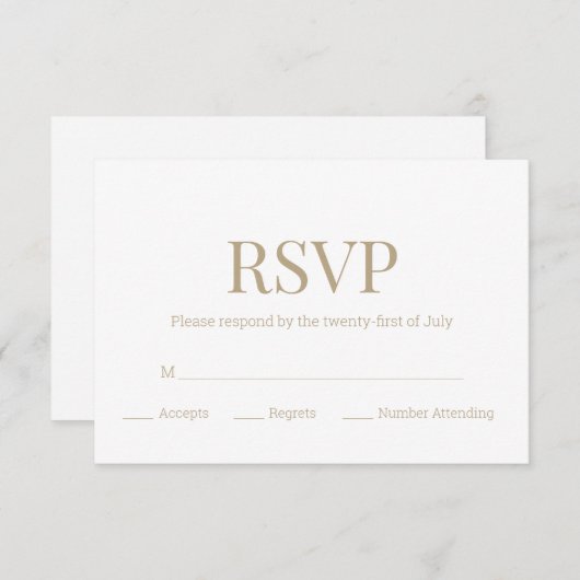 Witgoud Monogram Moderne Bruiloft RSVP (Voorkant / Achterkant)