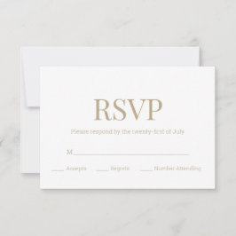 Witgoud Monogram Moderne Bruiloft RSVP Kaartje