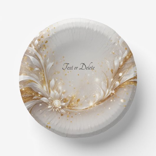 Witgouden bloemen papieren kommen (Voorkant)