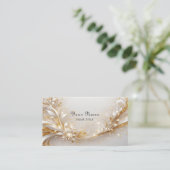 Witgouden bloemig Visitekaartje (Staand voorkant)