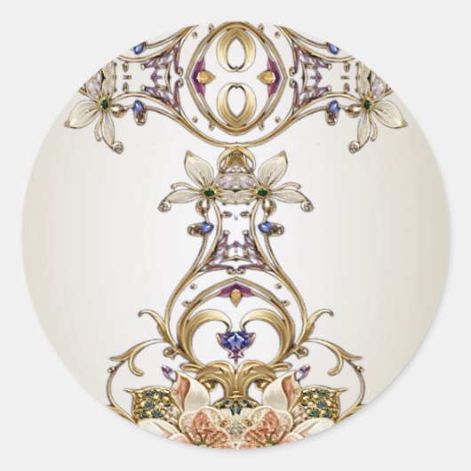 Witgouden bloemige Sticker (Voorkant)