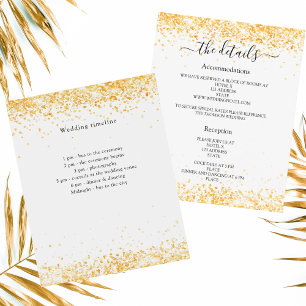 Witgouden confetti bruiloft programma details flyer