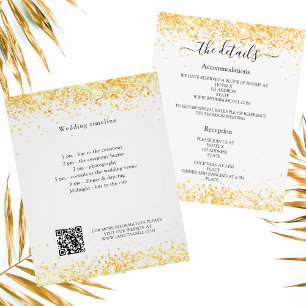 Witgouden confetti bruiloft programma details QR Flyer