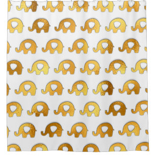 Witgouden dieren Baby Olifanten Metallic Douchegordijn