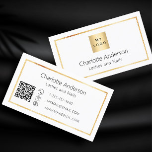 Witgouden elegante corporate logo QR code Visitekaartje