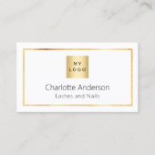 Witgouden foto elegante QR code logo Visitekaartje (Voorkant)