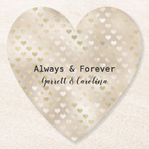 Witgouden harten kartonnen onderzetters