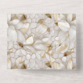 Witgouden lotusbloemen all in one uitnodiging (Achterkant)