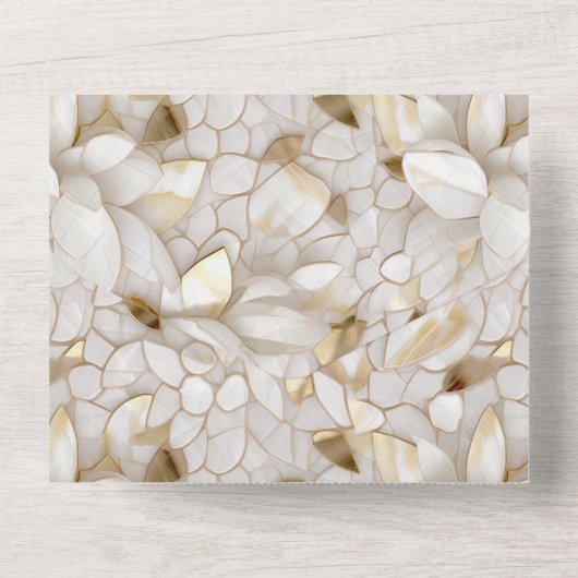 Witgouden lotusbloemen all in one uitnodiging (Achterkant)