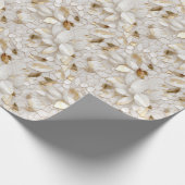 Witgouden lotusbloemen cadeaupapier (Hoek)