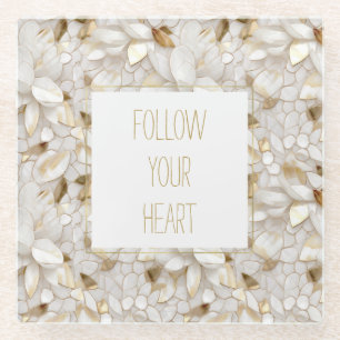 Witgouden lotusbloemen glazen onderzetter