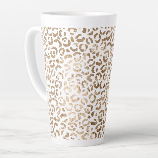 Witgouden luipaard print latte mok (Linkerhoek)