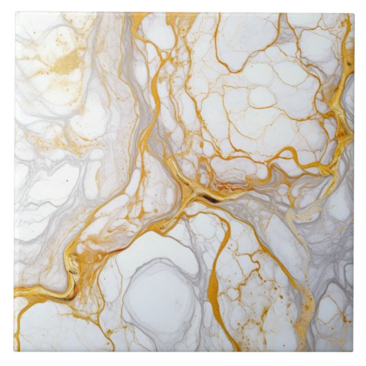 Witgouden marmer en alcoholinkt Abstract Tegeltje (Voorkant)