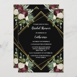 Witgouden maroon roos botanische bloemen chic kaart