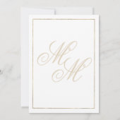 Witgouden monogram initialen geometrische bruiloft kaart (Achterkant)
