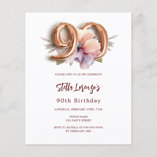 Witgouden perzik bloemenbudget 90e verjaardag (Voorkant)