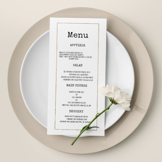 Witgouden typemachine lettertype rustieke bruiloft programma