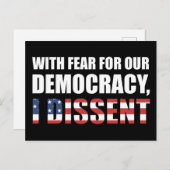 With Fear For Our Democracy Briefkaart (Voorkant / Achterkant)