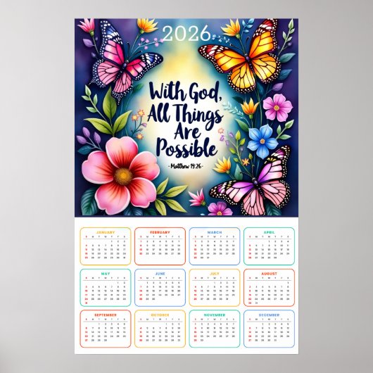 With God, All Things Are Possible 2026 Calendar  Poster (Voorkant)