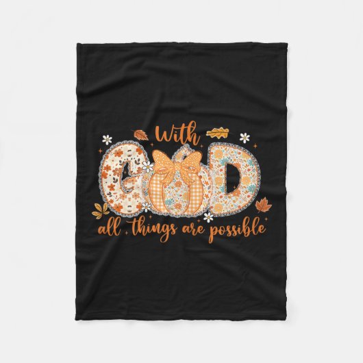 With God All Things Are Ssible Fall Pumpkin Patter Fleece Deken (Voorkant)