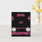 With Jesus In Her Heart And A Softball She Is Unst Kaart (Gele Bloem)