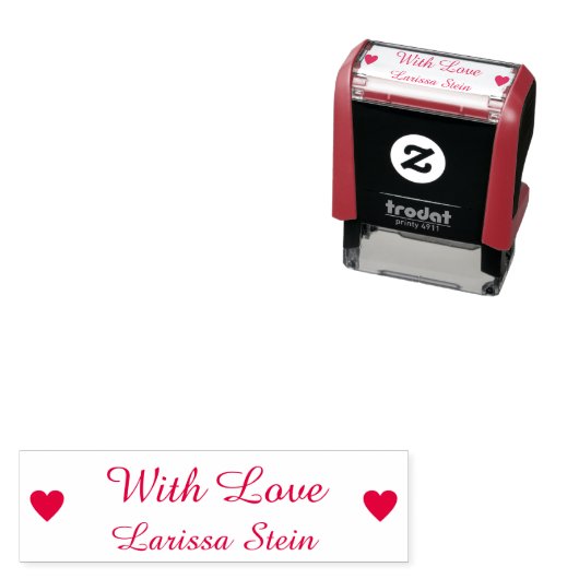With Love (custom text) + name, cute Zelfinktende Stempel (In situ)