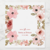 “With Love From” Blush Pink Floral Wedding Wijn Etiket (Enkel label)