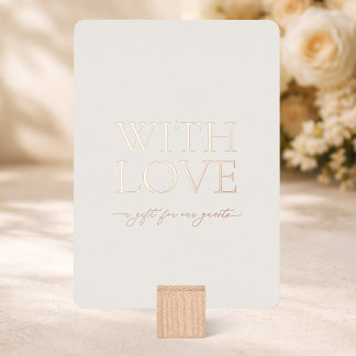 With Love Real Gold Foil Wedding Favors Sign Card Folie Uitnodiging