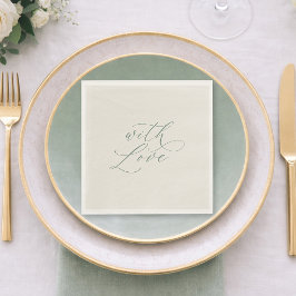 With Love Sage Green Wedding Napkins Servet
