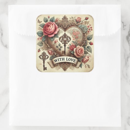 “With Love” Vintage Romantische Stickers (Tas)