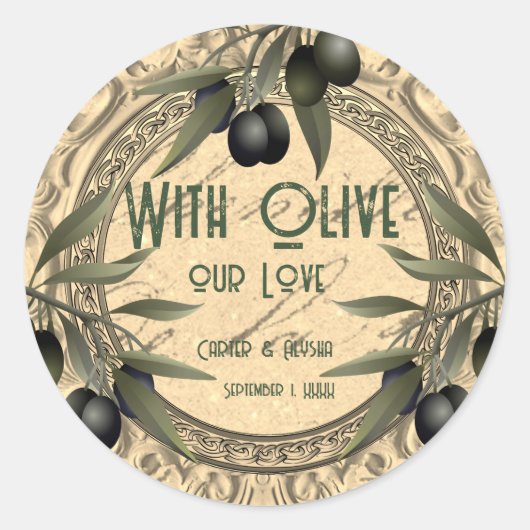 With Olive Our Love Wedding Favor Sticker (Devant)