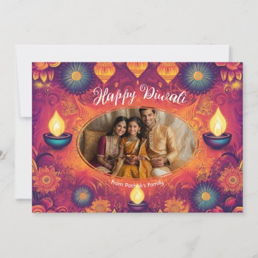 With Photo & custom text Lotus Light card Kaart (Voorkant)